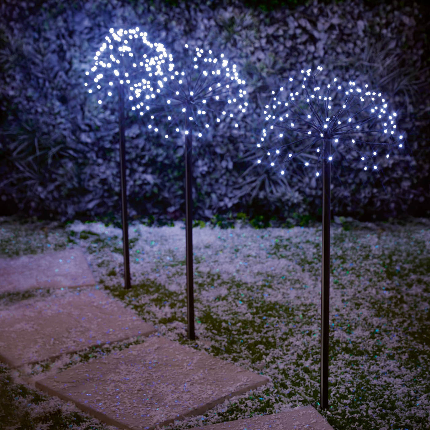 Garden LED Stake Light Indoor Outdoor White Round (H)100 x (D)50cm Pack of 3 - Image 1
