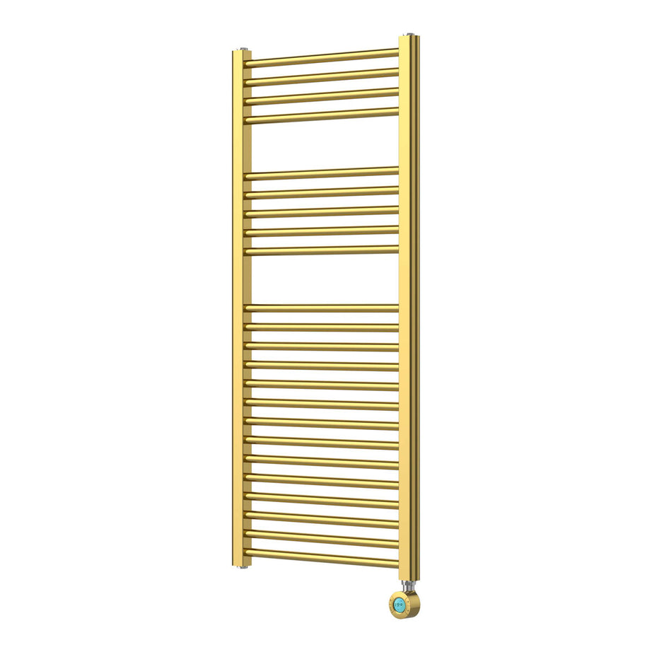 Flomasta Towel Rail Radiator Electric Brass Flat Bathroom Warmer (H)110x(W)50cm - Image 1