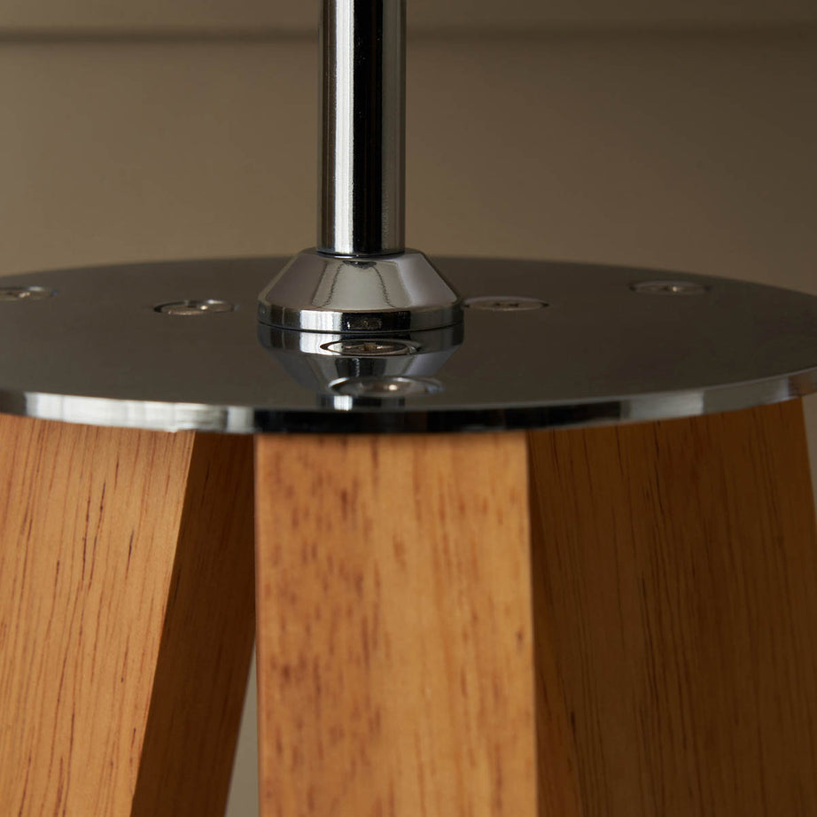 Inlight LED Floor Lamp Tripod Matt Natural Wood Effect Drum Shade Modern 153.5cm - Image 4