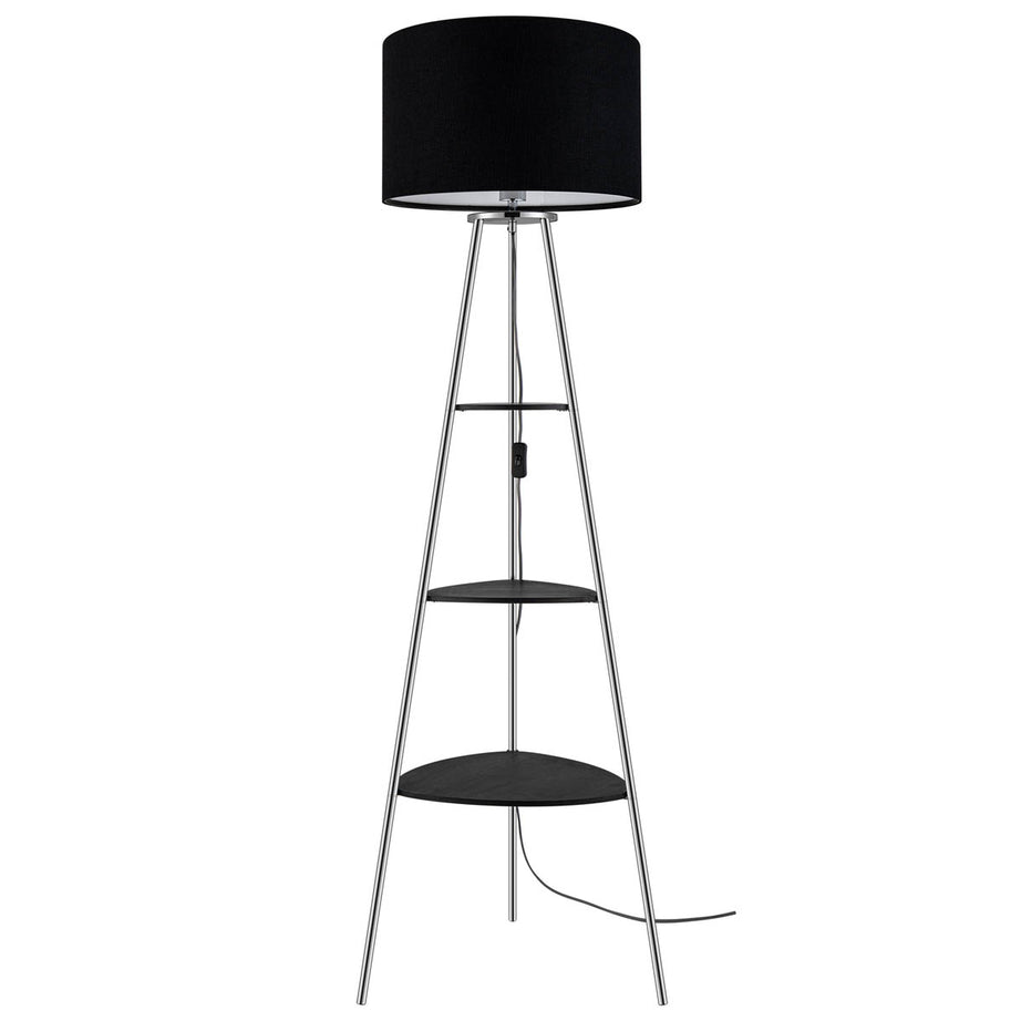 Floor Lamp 3 Shelves Black Chrome Effect Living Room Modern Industrial (H)155cm - Image 3