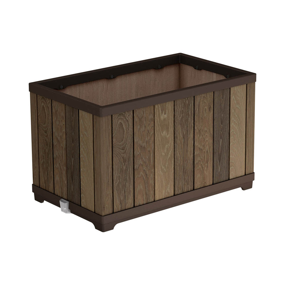 Plant Pot Outdoor Flower Planter Brown Wood Effect Walnut Plastic Resin (H)55cm - Image 1