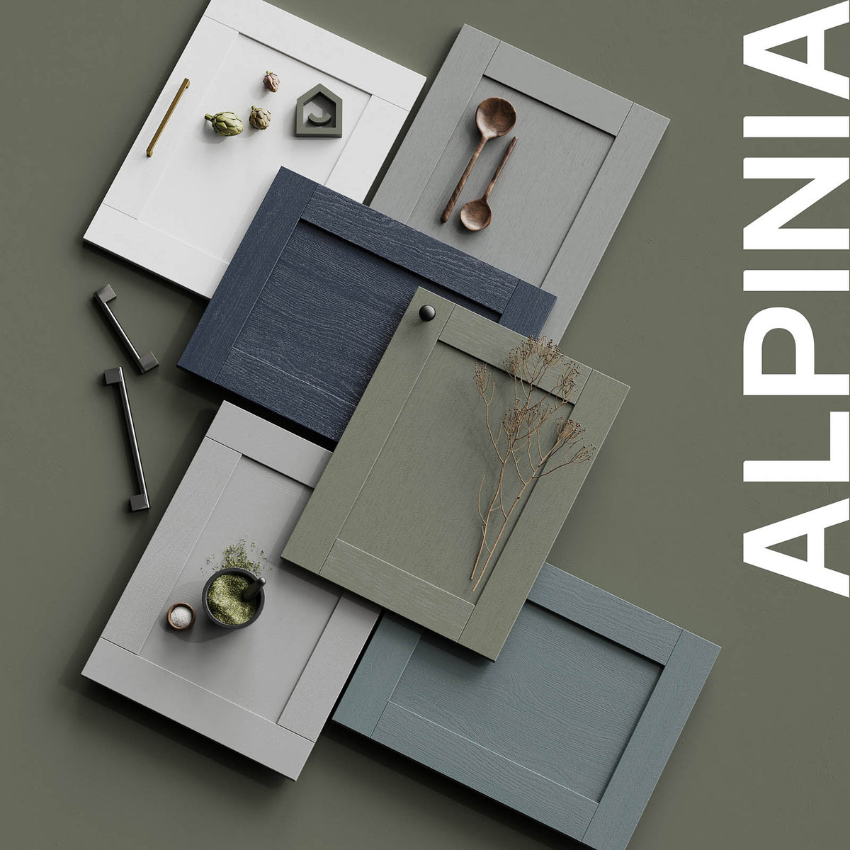 Kitchen Wall Cabinet Door Alpinia Matt Dusk Blue Wood Effect Shaker W25xH89.5cm - Image 3