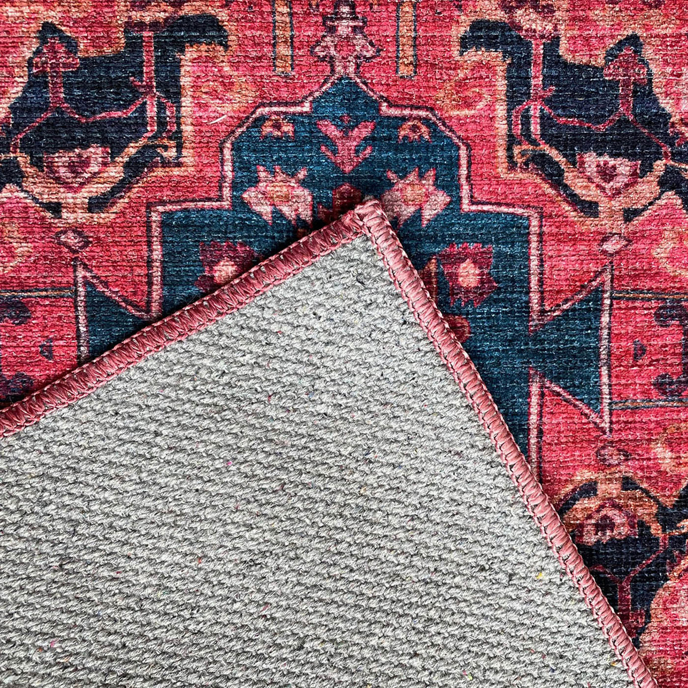 Medium Rug Chenille Red Cotton Traditional Living Room (L)170cm x (W)120cm - Image 5