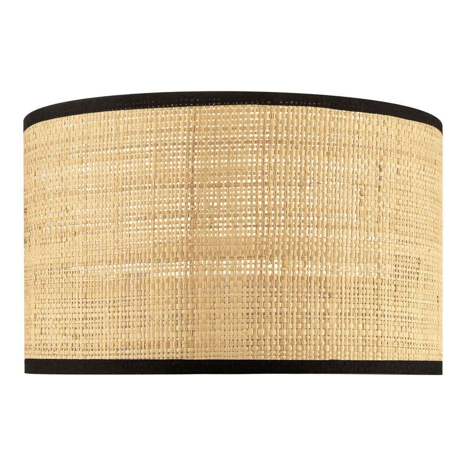 Table Lamp Matt Natural Black Metal Raffia Bedside Light Living Room Modern - Image 8
