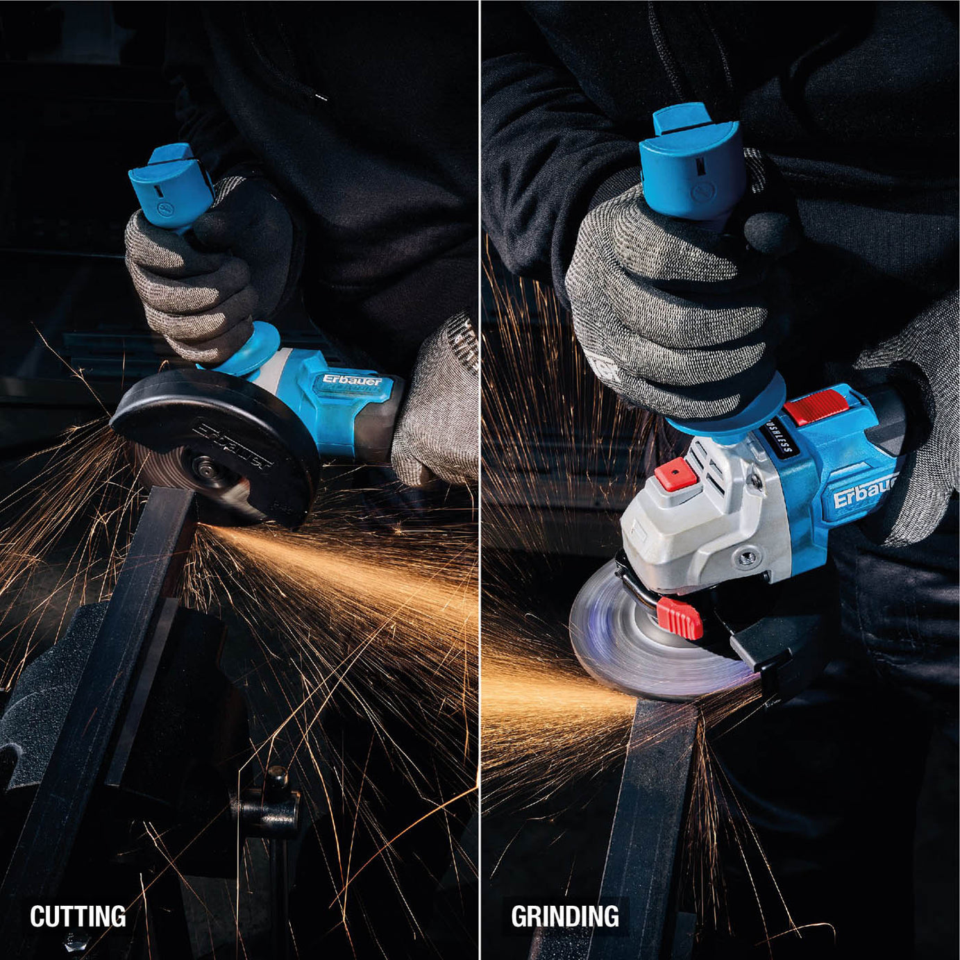 Erbauer Angle Grinder Cordless 18V 4Ah Li-ion ERI1082GRD 115mm Brushless Compact - Image 3