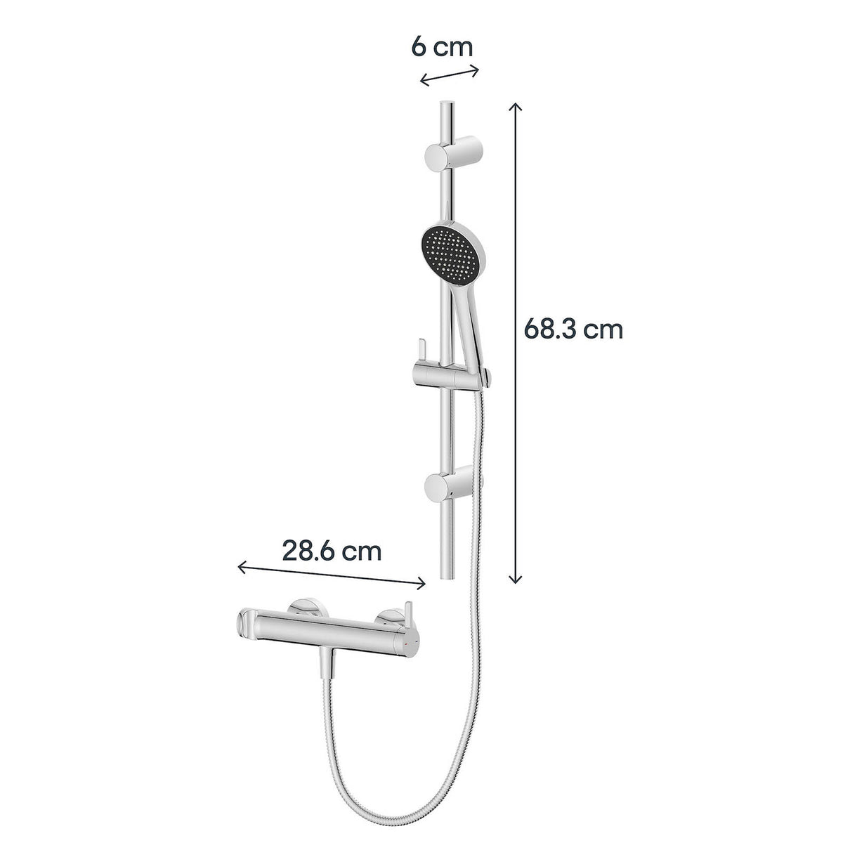 Mixer Shower Kit Chrome Lever Round Head Rainfall Wall Mounted Bathroom Modern - Image 6