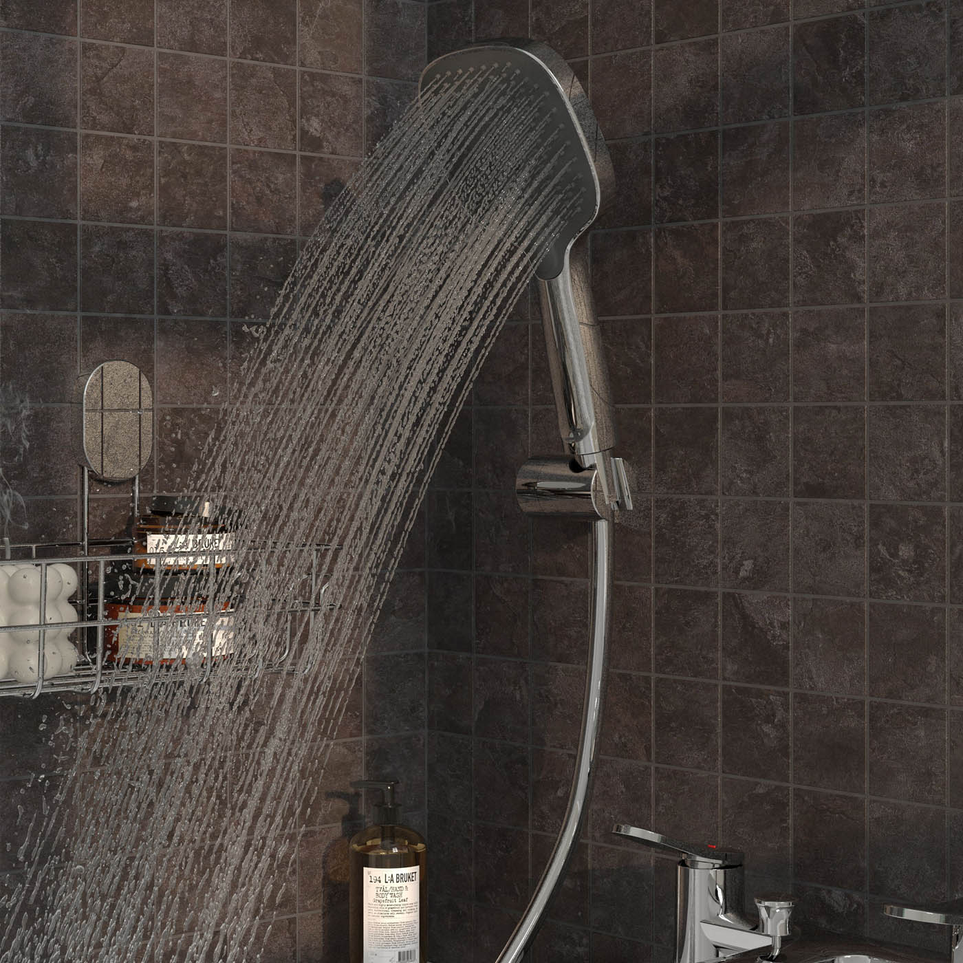 Bath Mixer Tap Shower Kit 3 Spray Pattern Gloss Chrome Effect Deck Mounted - Image 6