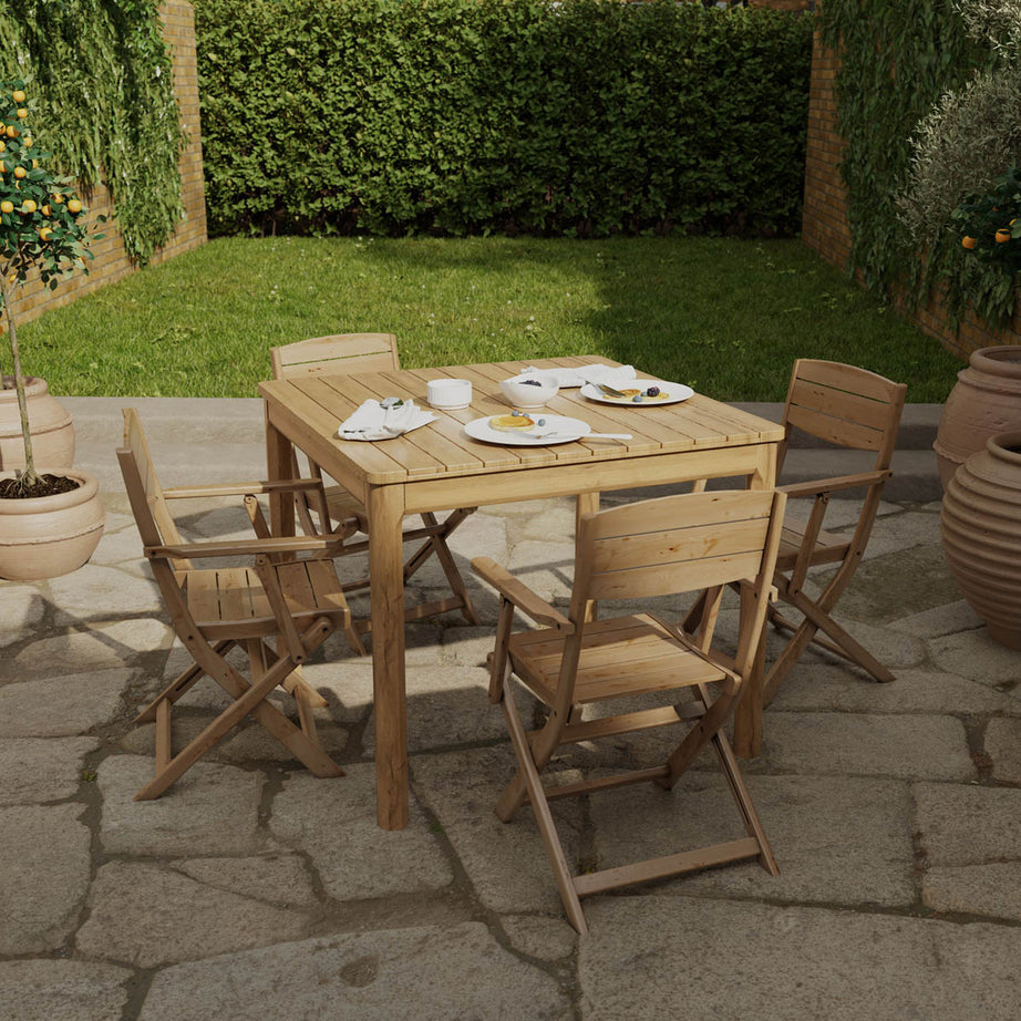 Garden Dining Table Wooden 4 Seater Square Durable Natural Outdoor Furniture - Image 4