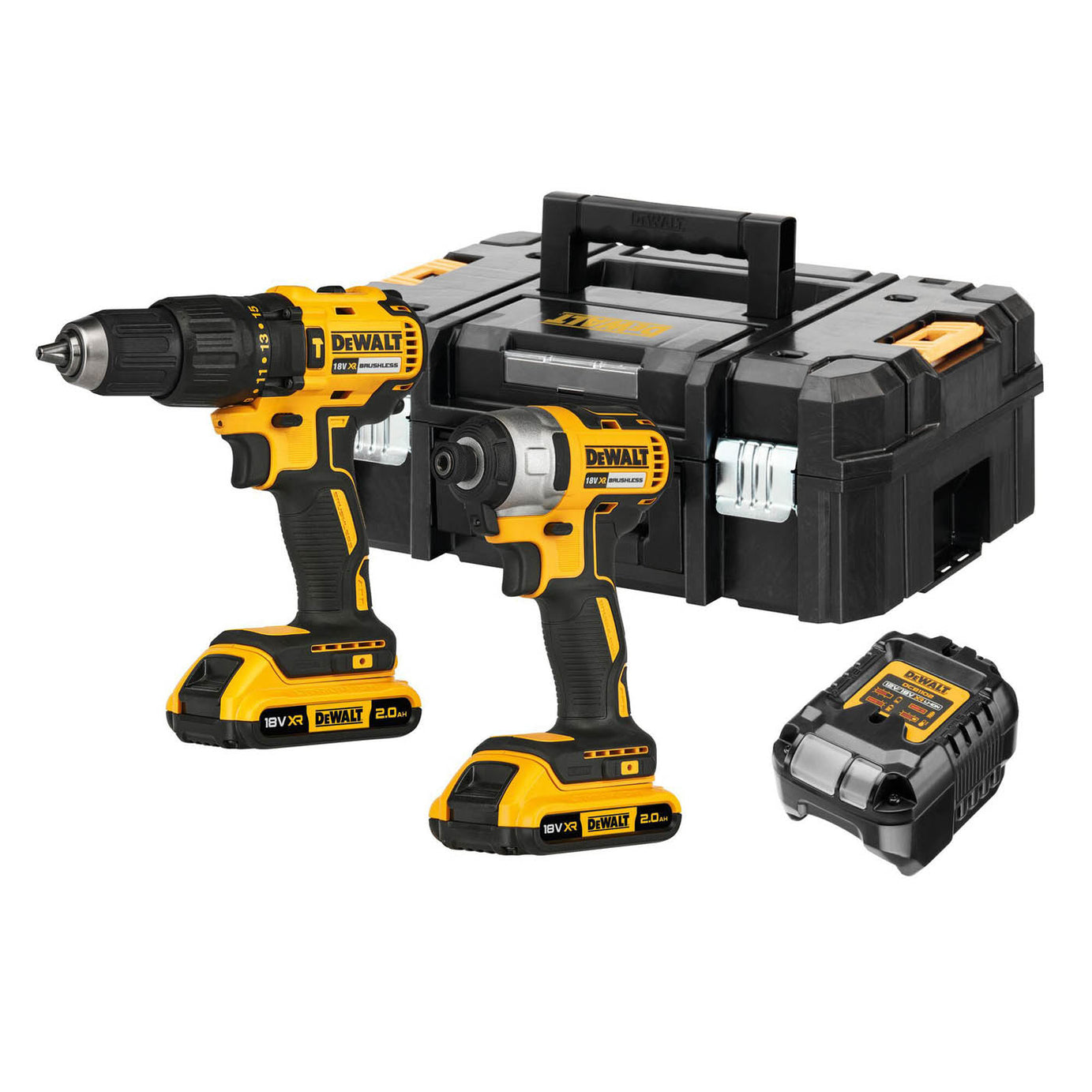DeWalt Combi Drill Impact Driver Cordless 18V 2x2Ah Li-ion DCK2060D2T-BQGB - Image 1