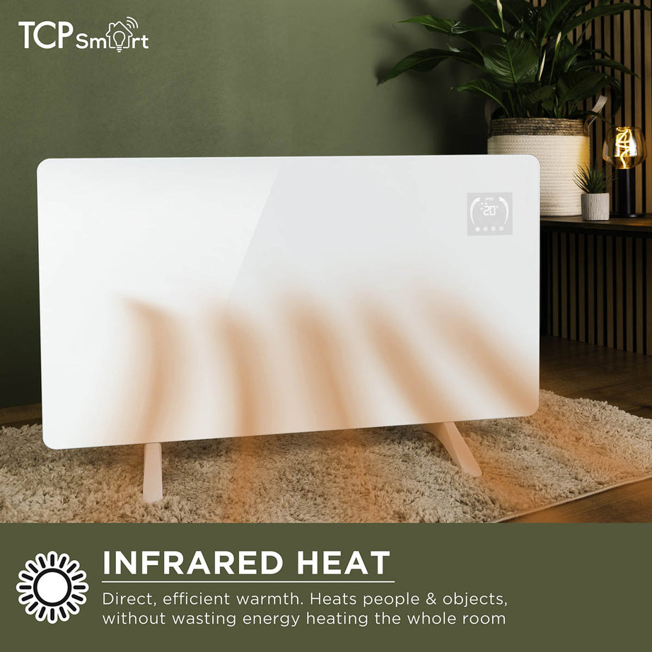 TCP Smart Panel Heater Infared Electric White Freestanding or Wall-Mounted 600W - Image 5