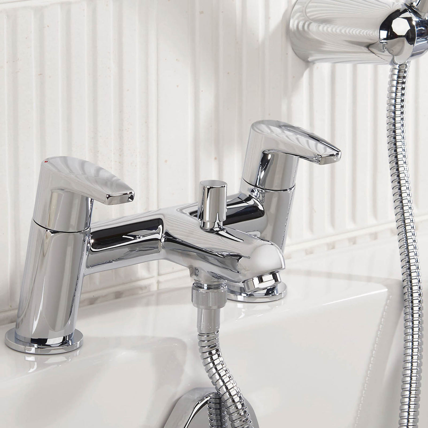 Bristan Bath Filler Tap Mixer Shower Chrome Dual Lever Single Spray Pattern - Image 4