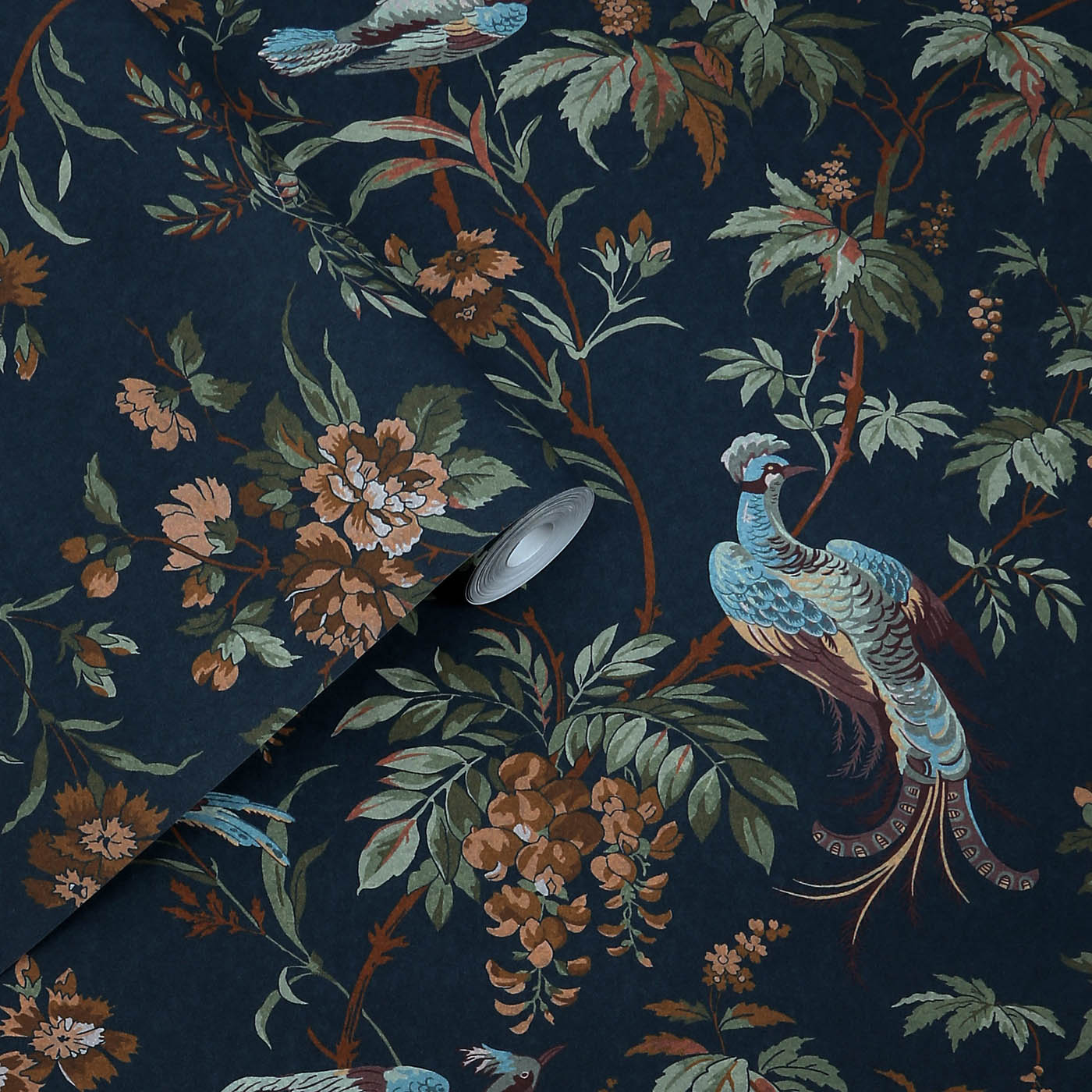Laura Ashley Wallpaper Midnight Bird Classic Smooth Dark Animal Pattern - Image 1