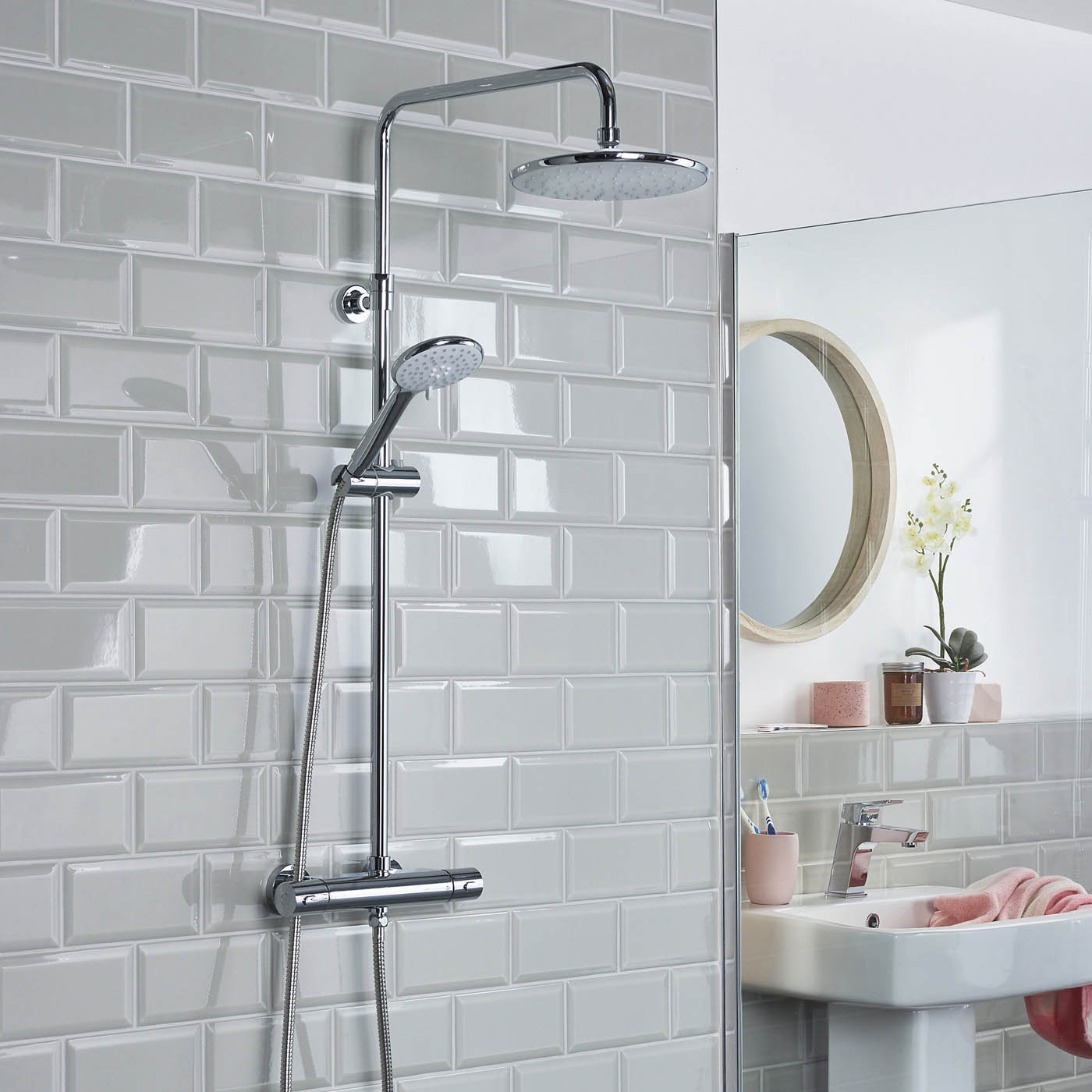 Bristan Thermostatic Mixer Shower Exposed Chrome Duale Round Head Bathroom - Image 2
