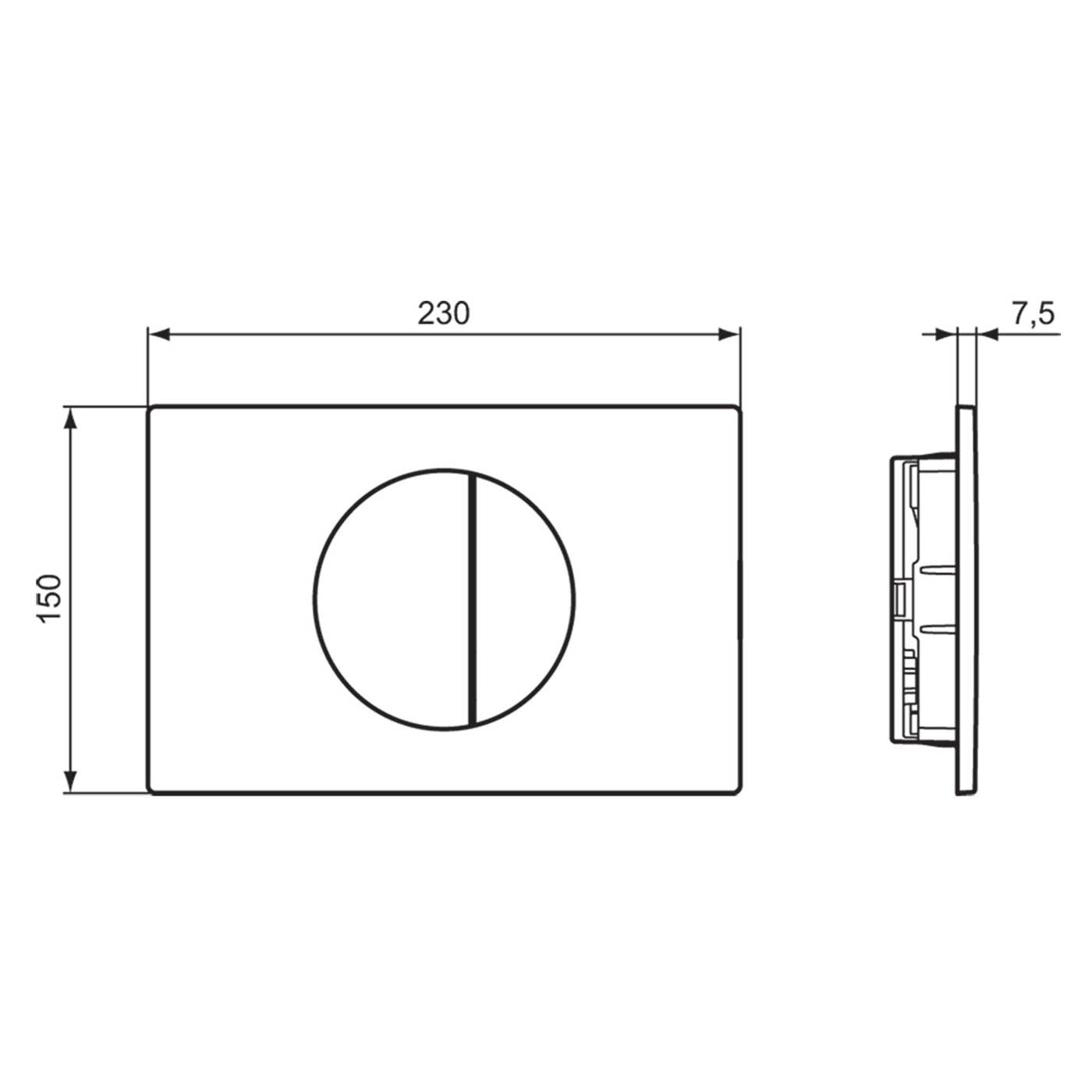Ideal Standard Dual Flushing Plate Brushed Chrome Contemporary (H)150mm (W)230mm - Image 2