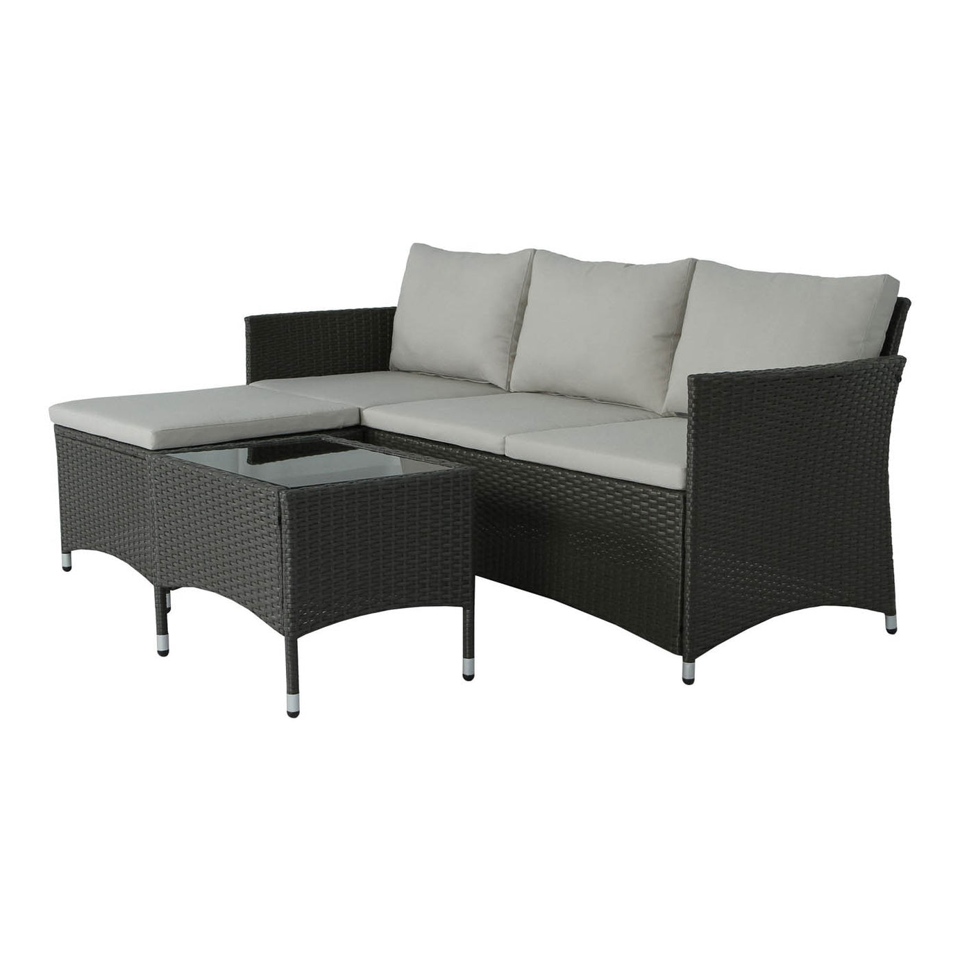 Derry Beige Rattan effect 3 Seater Corner Coffee set - Image 1