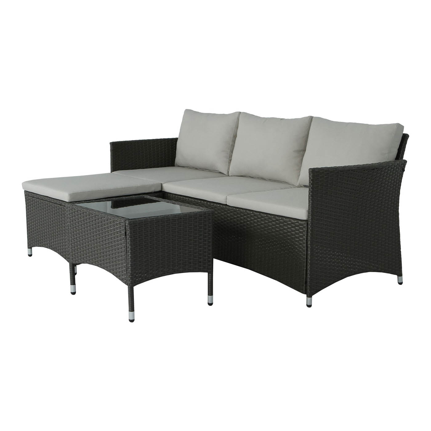 Derry Beige Rattan effect 3 Seater Corner Coffee set - Image 1