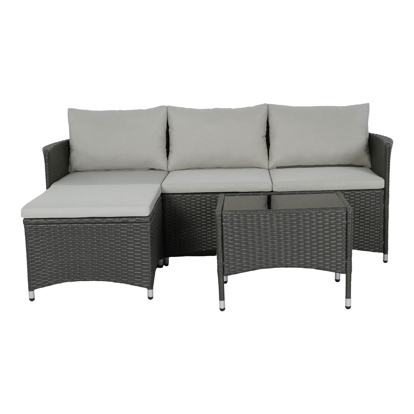 Derry Beige Rattan effect 3 Seater Corner Coffee set - Image 4