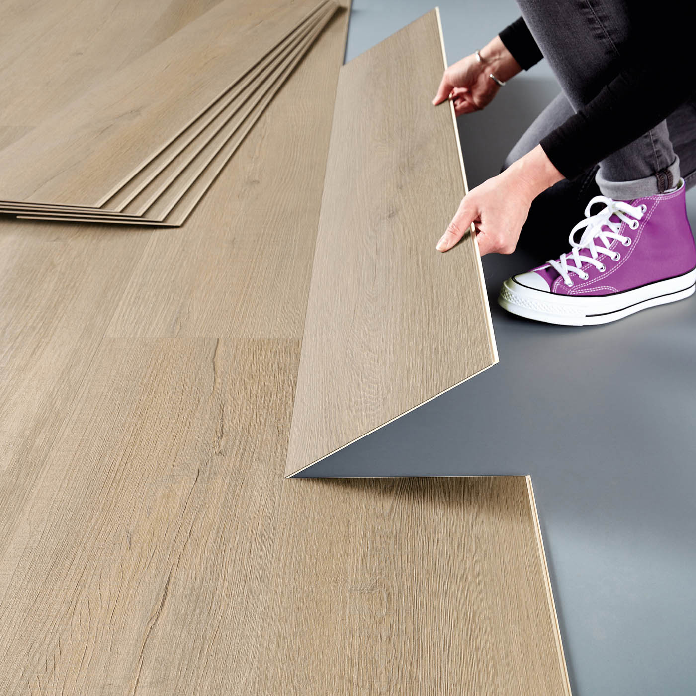 Vinyl Click Planks Beige Taupe Matt Light Oak Effect Embossed Waterproof 3.2m² - Image 4