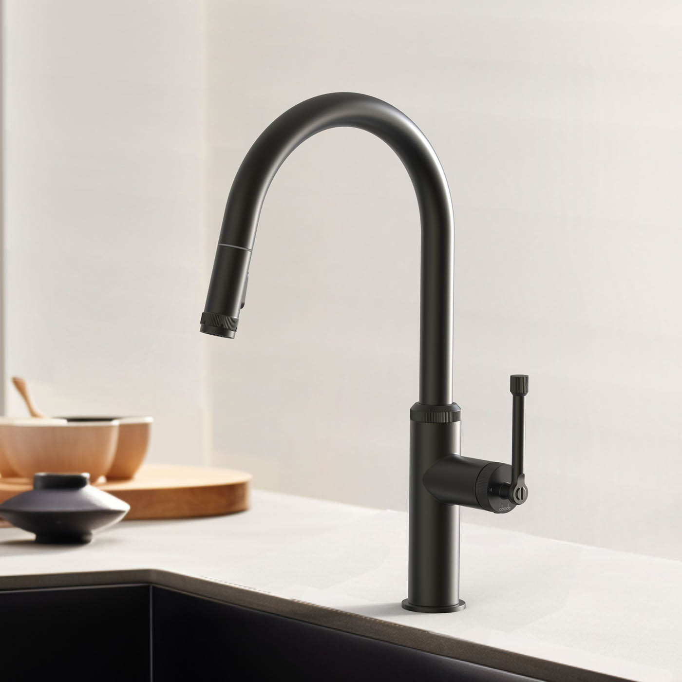 Kitchen Sink Tap Mixer Pull Out Matt Black Single Side Lever Ceramic Cartridge - Image 2