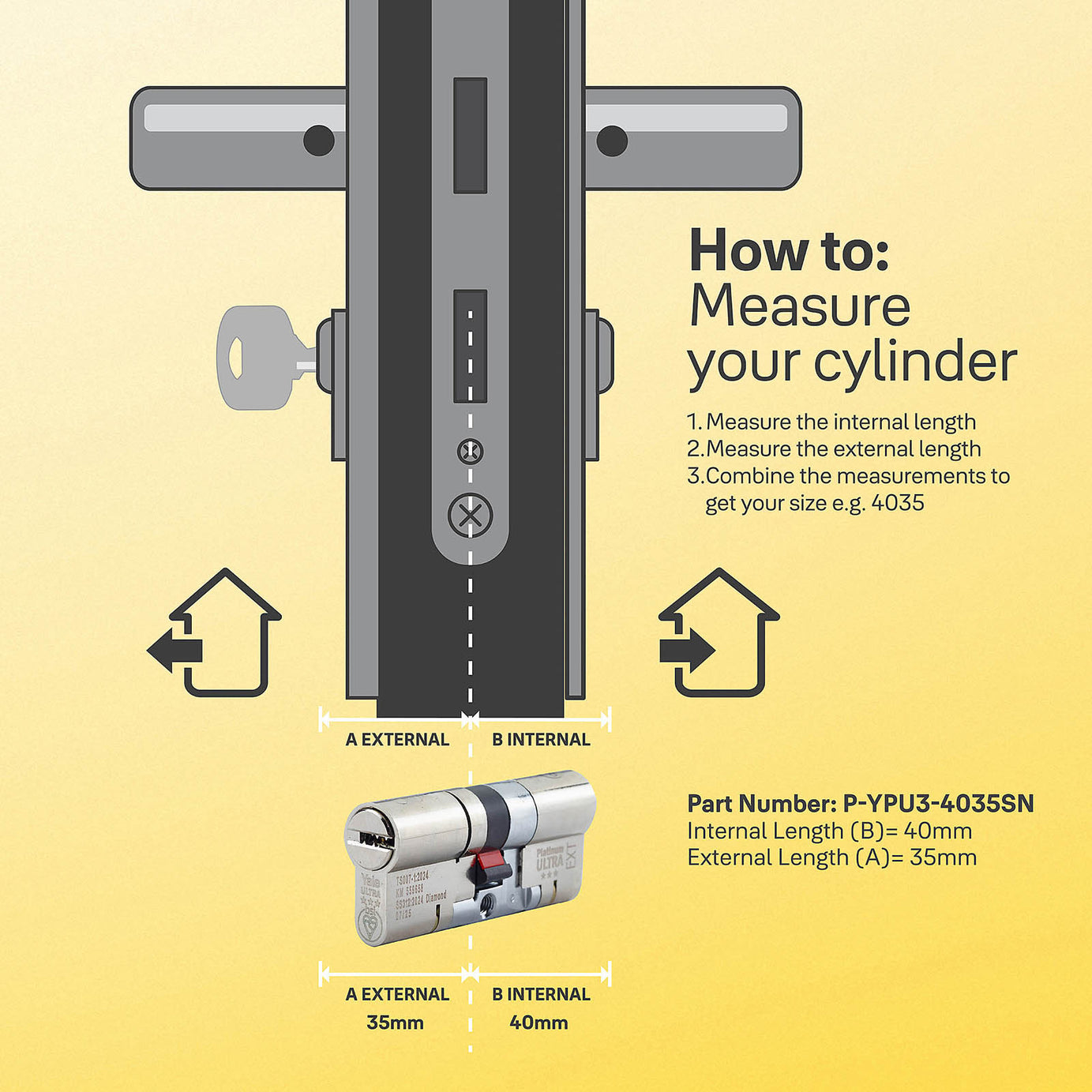 Yale Euro Cylinder Lock 40/50 Double Platinum Ultra 3 Star Nickel Effect - Image 6