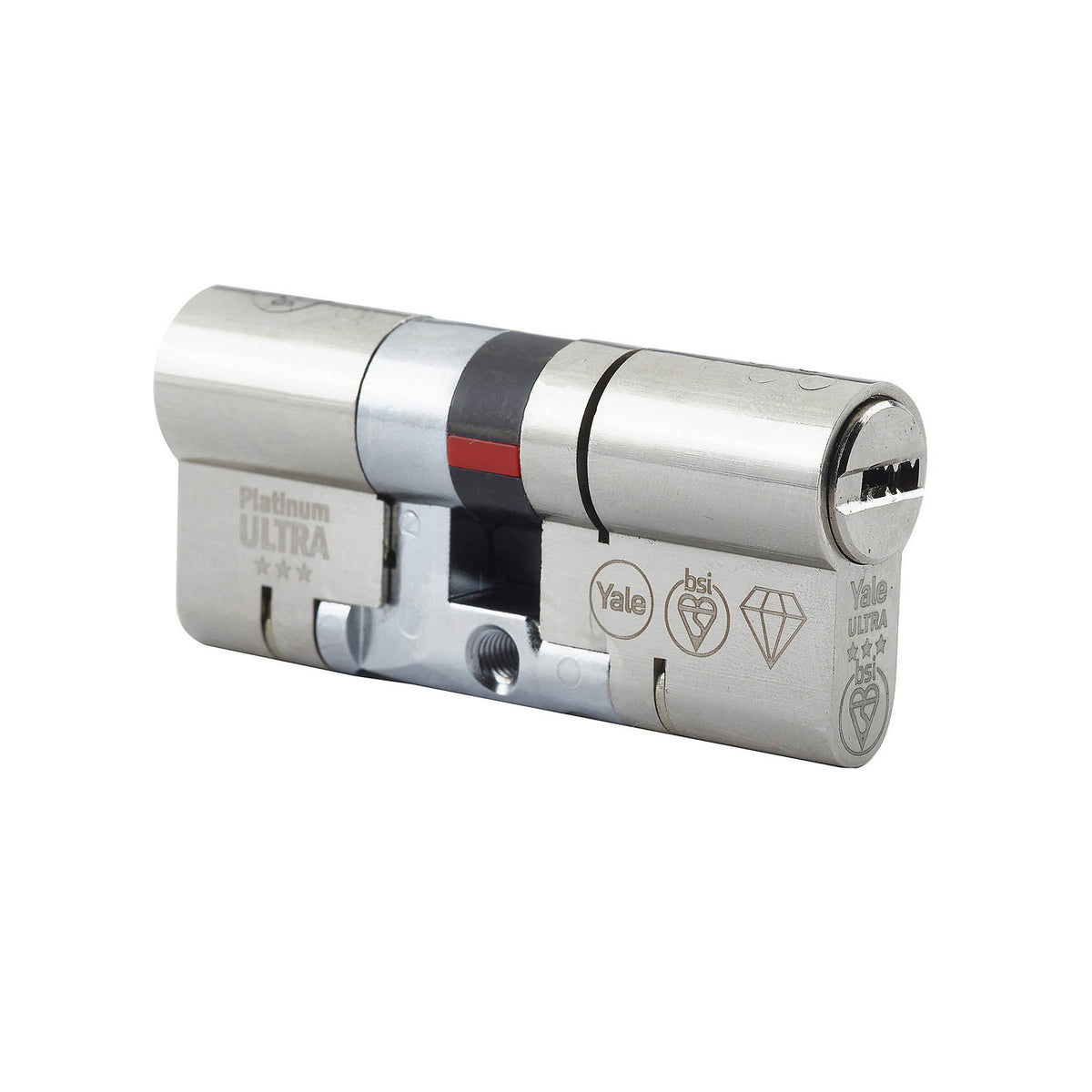 Yale Platinum ultra 3 star Nickel effect 45/50 Double Euro Cylinder lock - Image 5