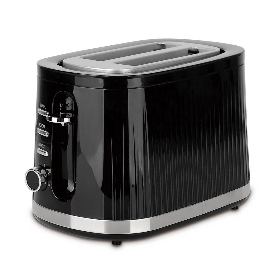 Nutmeg 2 Slice Toaster Electric Fluted Black Defrost Cancel Easy Clean Modern - Image 2
