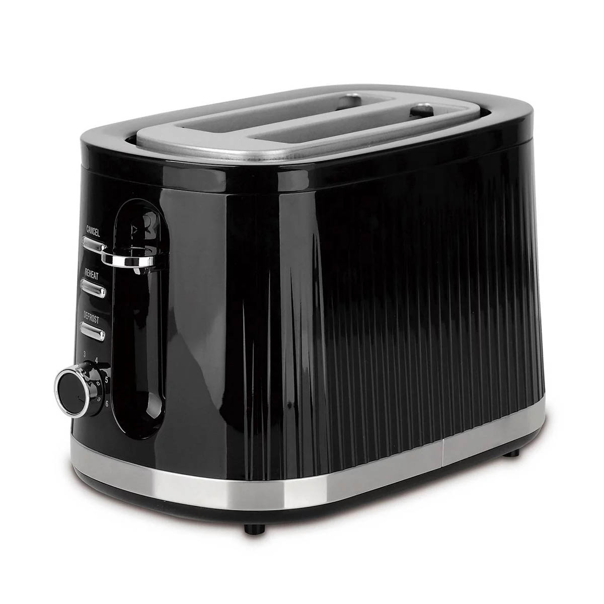 Nutmeg 2 Slice Toaster Electric Fluted Black Defrost Cancel Easy Clean Modern - Image 2