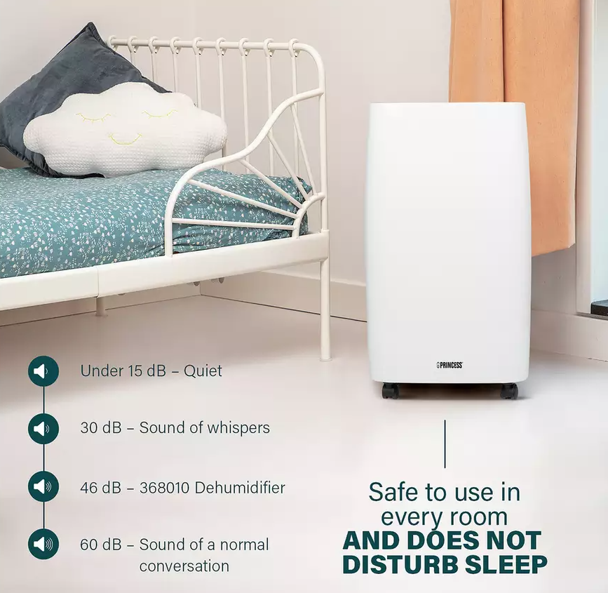 Princess Dehumidifier 368010 Digital LED Display Portable Wheeled 2.5L No Hose - Image 2