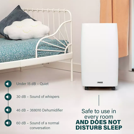 Princess Dehumidifier 368010 Digital LED Display Portable Wheeled 2.5L No Hose - Image 10