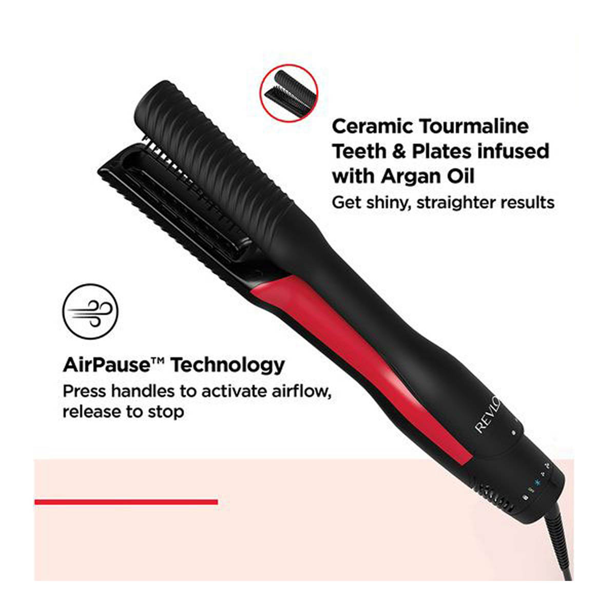 Revlon Hair Straightener Dryer One Step Air Straight 2 In 1 Black Ceramic Plates - Image 3