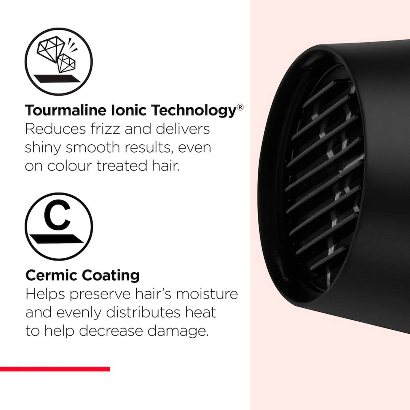 Revlon Hair Dryer Easy Heat Ceramic Tourmaline Ionic Concentrator Lightweight - Image 4