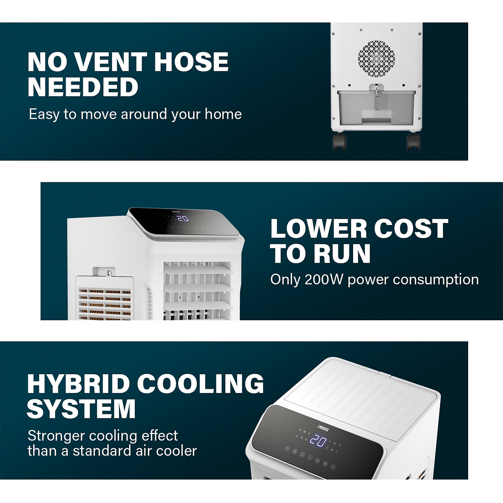 Princess Smart Air Cooler 5L Hybrid White Touch LED Display Oscillating Timer - Image 8