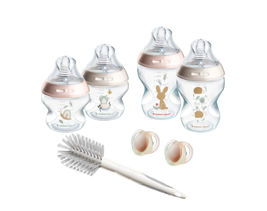 Tommee Tippee Newborn Starter Set Bottles Soothers Brush Self-Sterilising Pink - Image 2