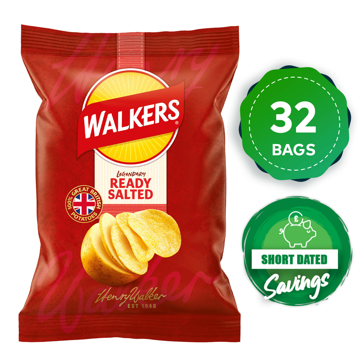 Walkers Crisps Ready Salted Lunch Snack Pack of 32 x 32.5g - Image 10