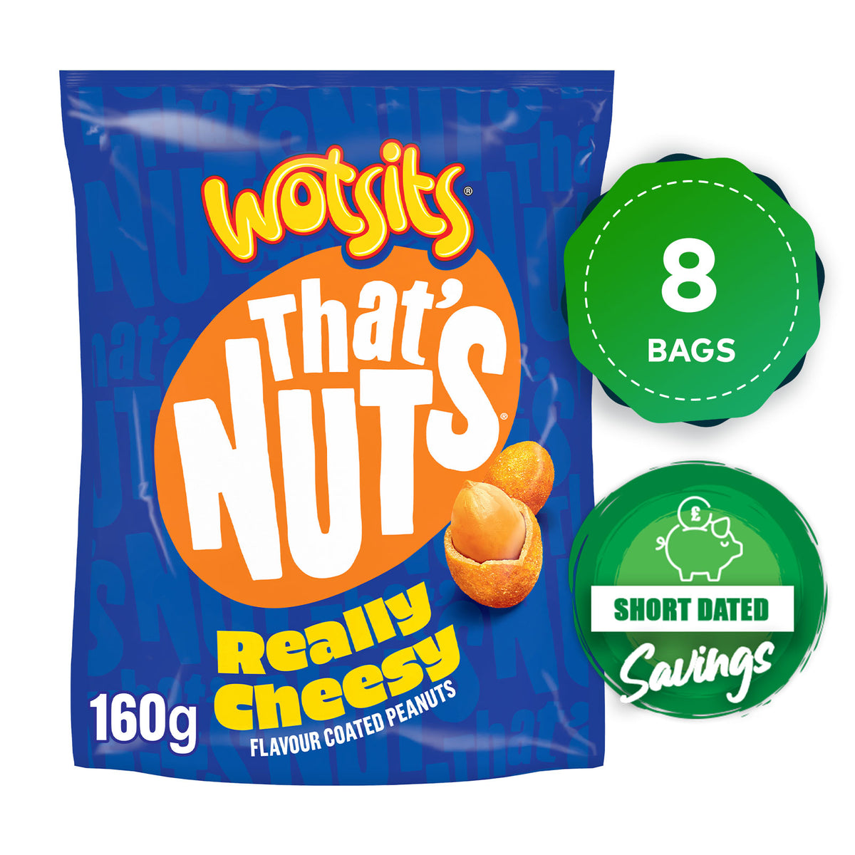 Thats Nuts Wotsits Really Cheesy Sharing Coated Peanuts 8 x 160g - Image 10