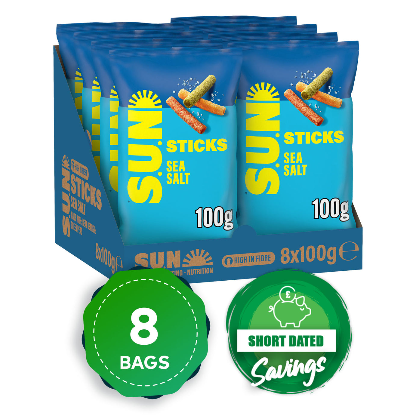 SUN Sticks Snacks Sea Salt Sharing Bag Crisps 8 x 100g - Image 10
