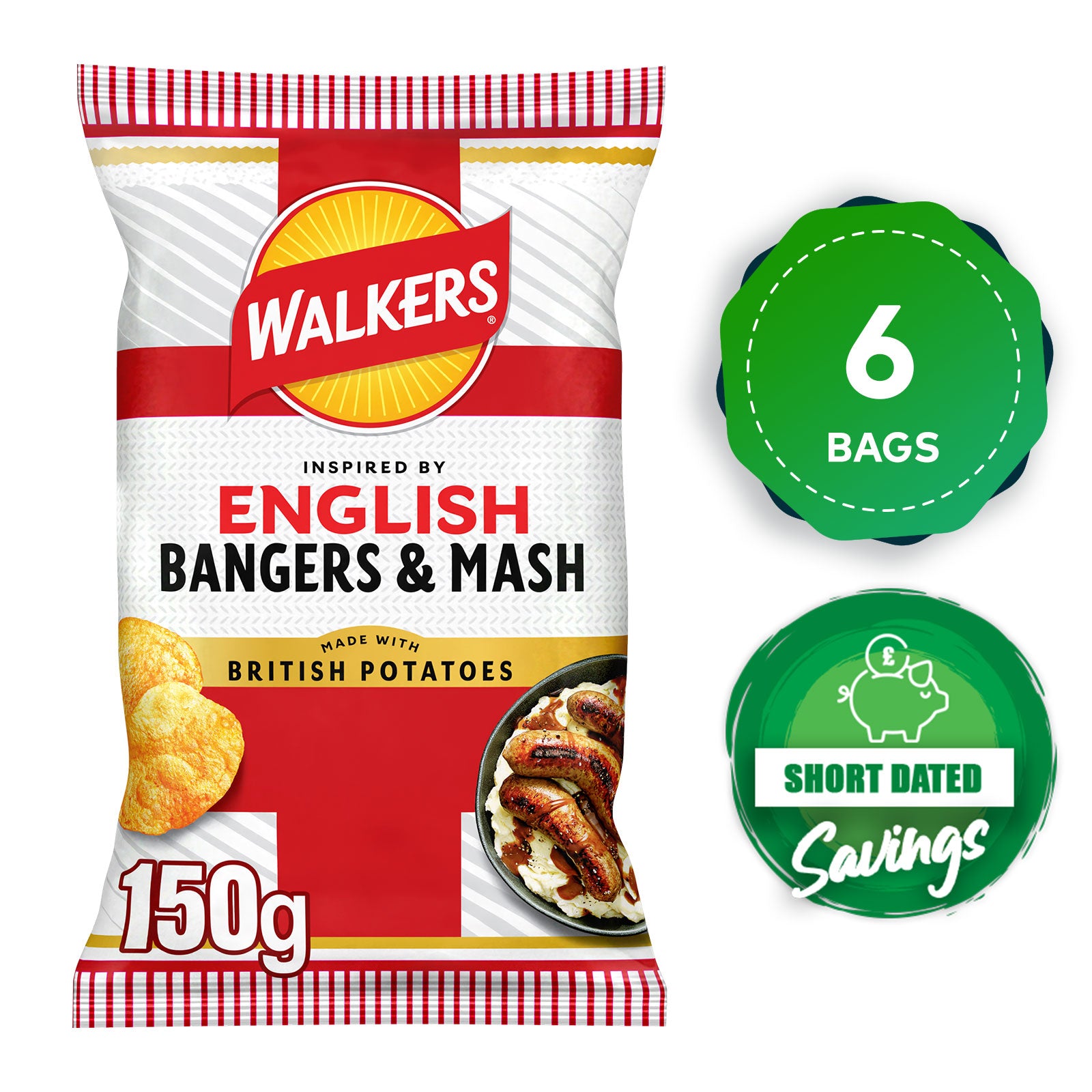 Walkers Crisps English Bangers and Mash Sharing Snacks 6 x 150g - Image 10