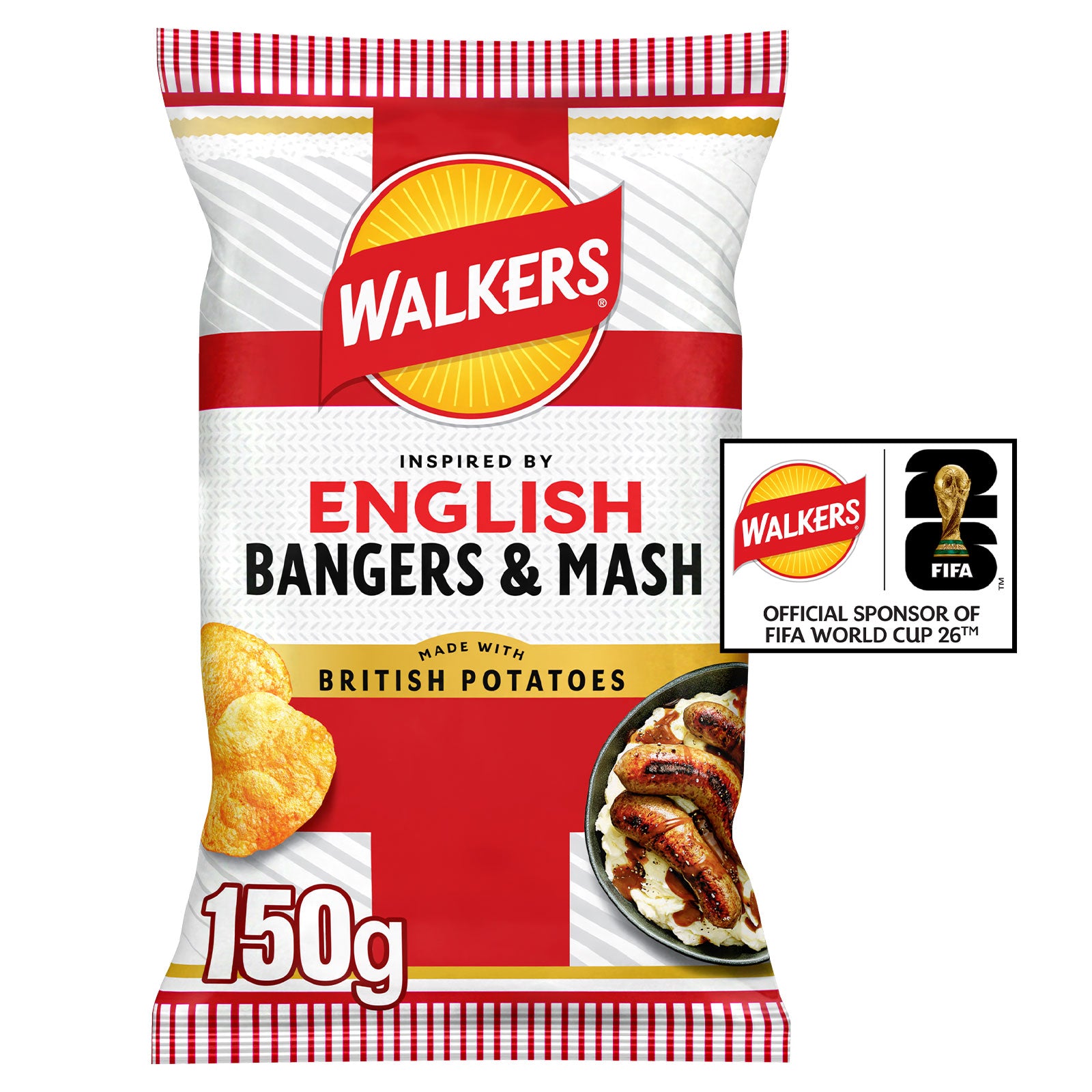 Walkers Crisps English Bangers and Mash Sharing Snacks 6 x 150g - Image 2