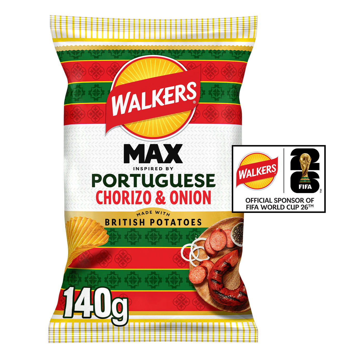 Walkers Crisps MAX Portuguese Chorizo & Onion Sharing Bag Snacks 9 x 140g - Image 2