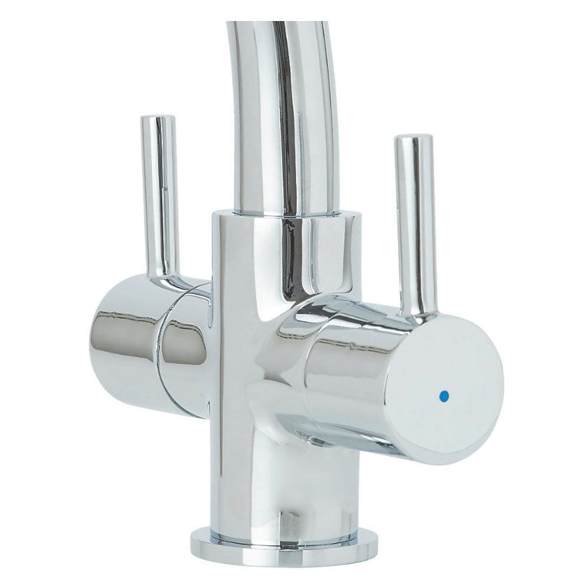 Kitchen Sink Tap Mono Mixer Chrome Double Lever Brass Swivel Spout Modern Faucet - Image 2