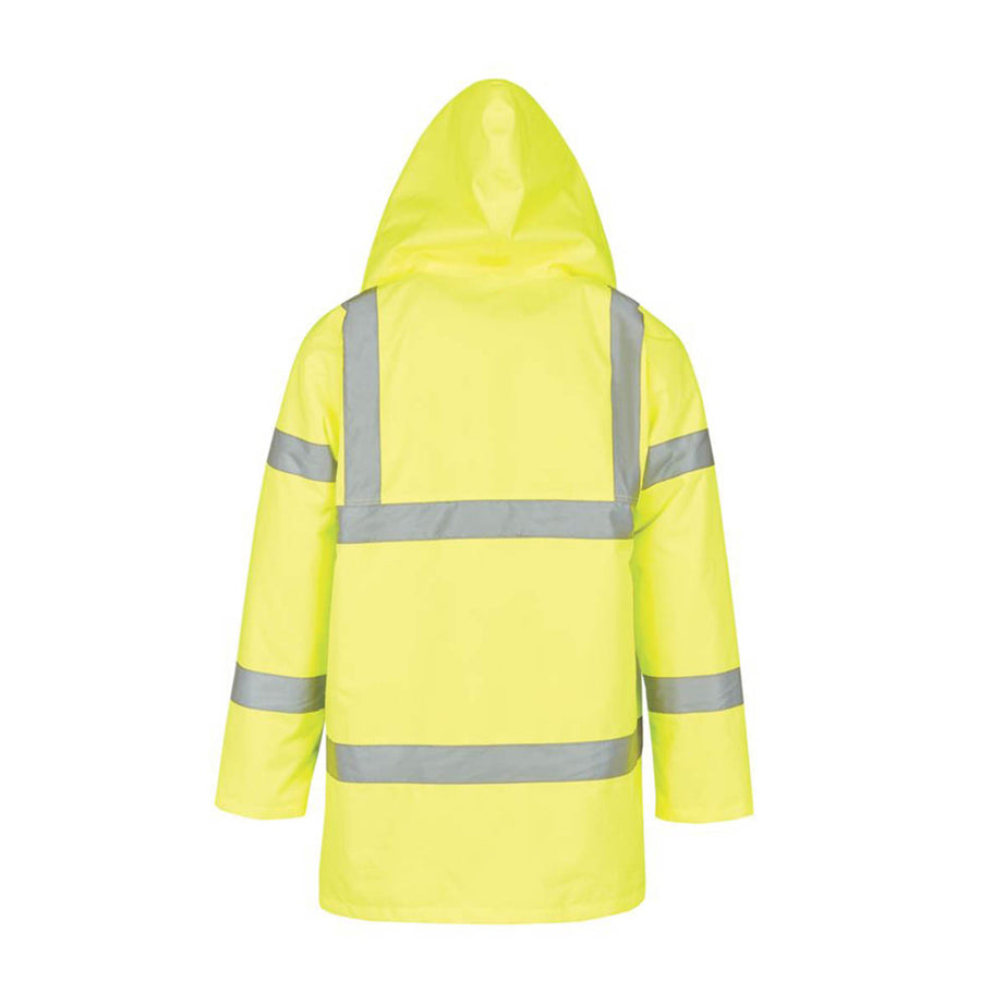 Site Hi-Vis Traffic Jacket Mens Yellow Waterproof Safety Coat Medium 51" Chest - Image 2