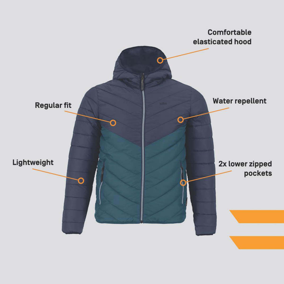 Site Work Jacket Mens Blue Lightweight Water Repellent Hooded Medium 46.5"Chest - Image 3