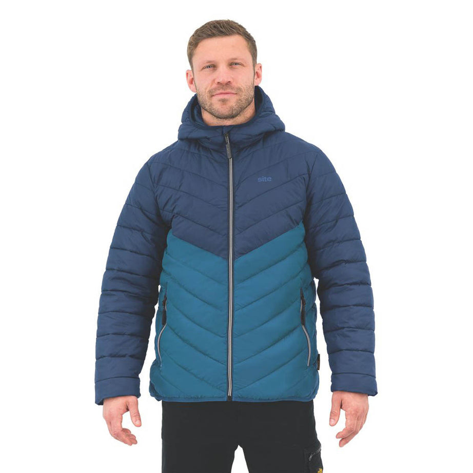 Site Work Jacket Mens Blue Lightweight Water Repellent Hooded Medium 46.5"Chest - Image 4