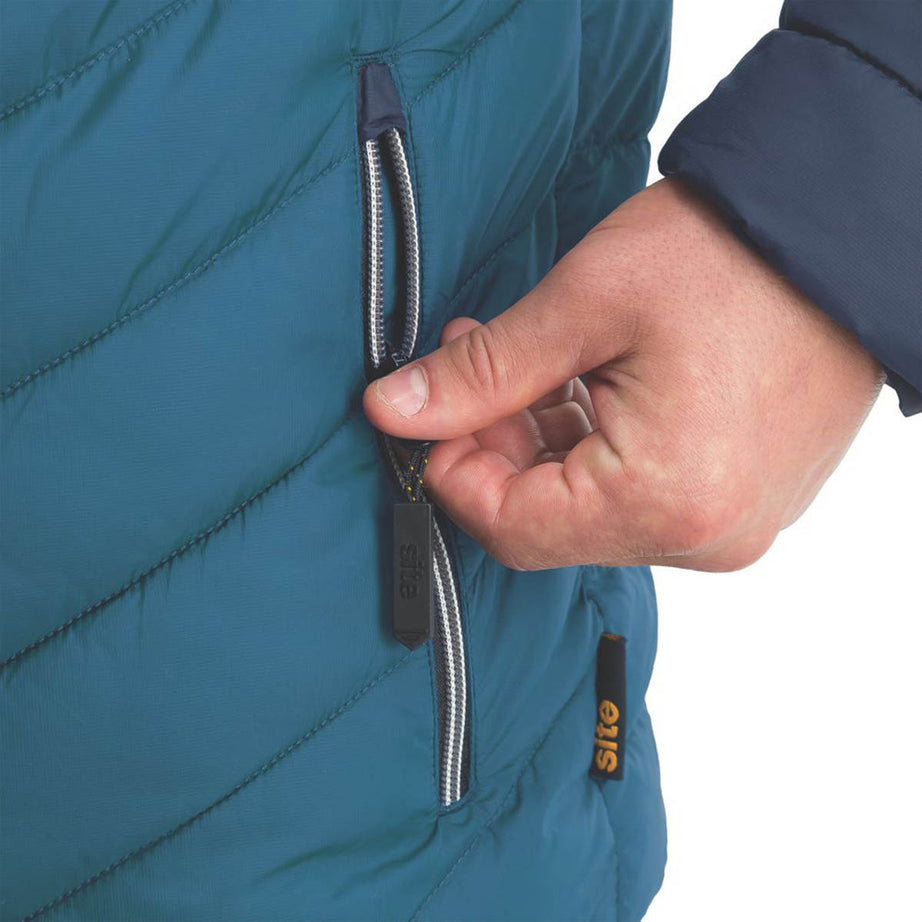 Site Work Jacket Mens Blue Lightweight Water Repellent Hooded Medium 46.5"Chest - Image 6