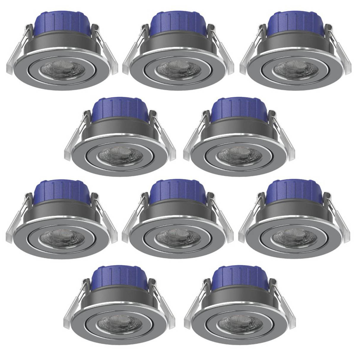 LED Downlights Tilt Fire Rated Bathroom Polished Chrome Dimmable CCT 10 Pack - Image 1