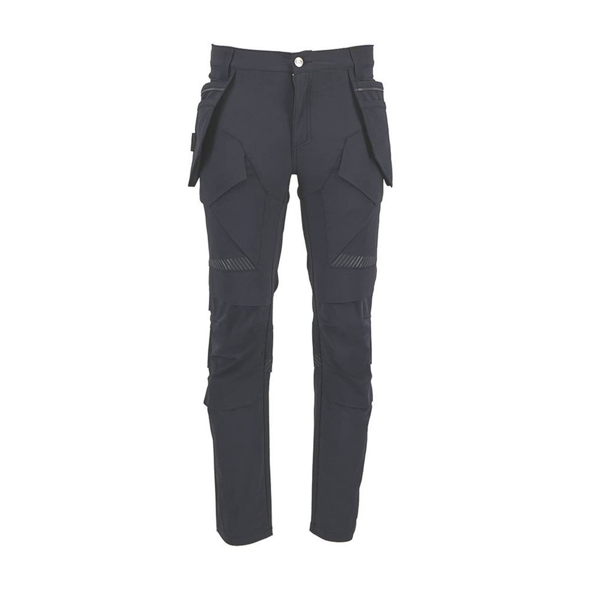 Site Work Trousers Mens Slim Fit Black Stretch Multi Pockets Cargo 34W 30L - Image 1