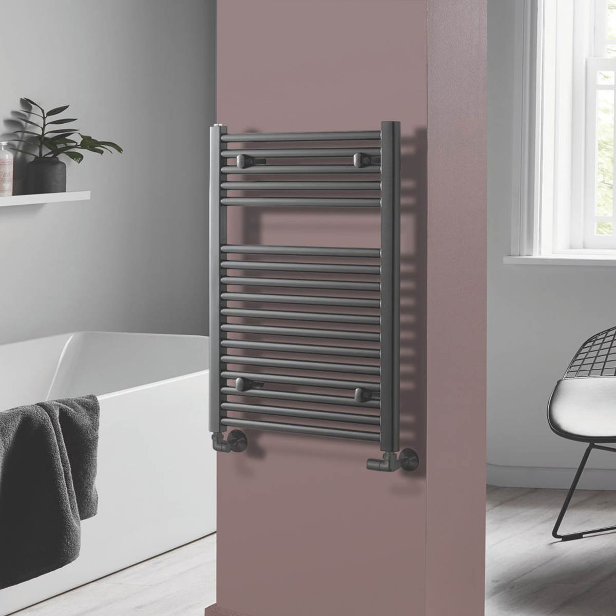 Towelrads Towel Rail Radiator Anthracite Flat Bathroom Warmer (H)80x(W)60cm - Image 2