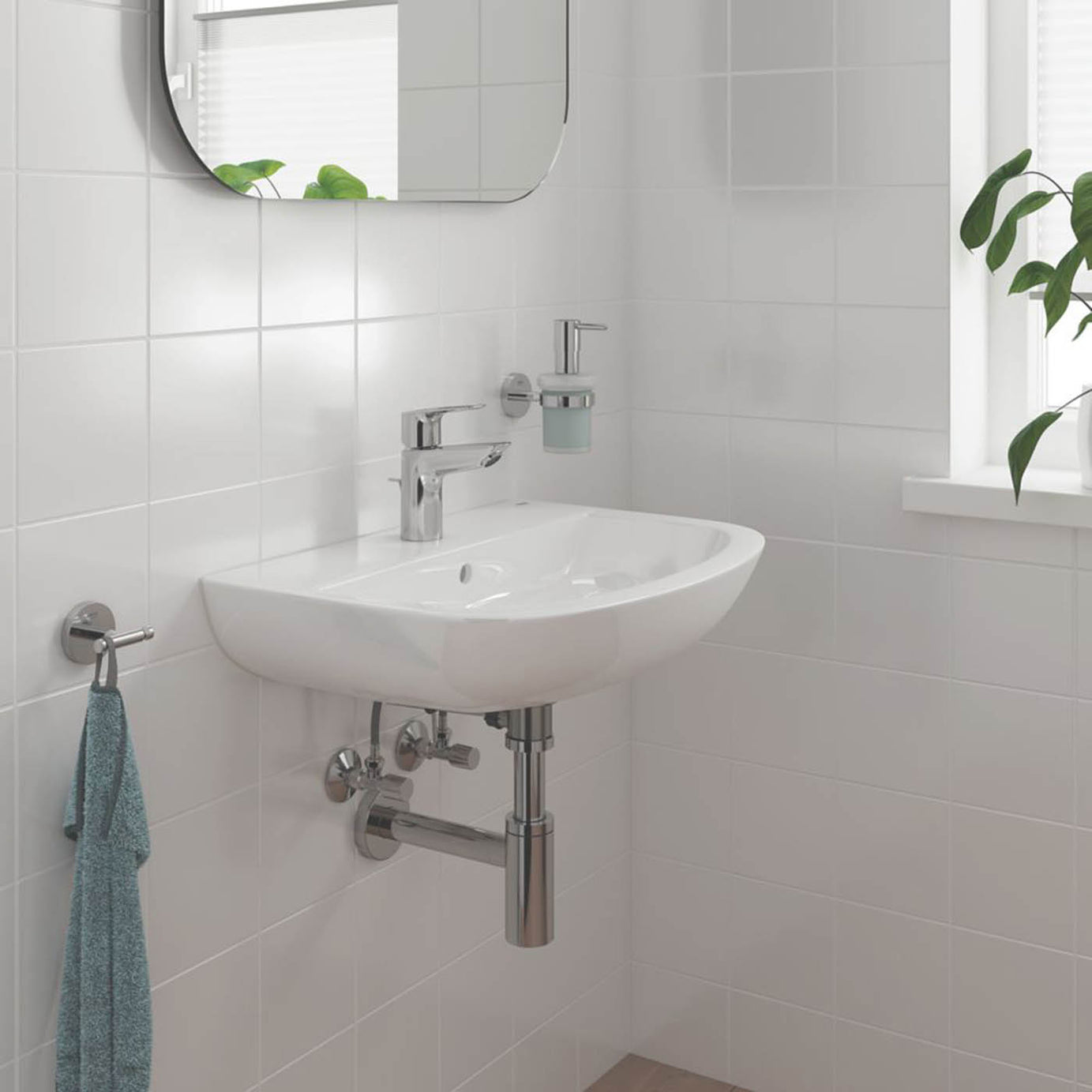 Grohe Basin Mixer Tap Mono Chrome 162mm Single Lever With Pop-Up Waste Modern - Image 3