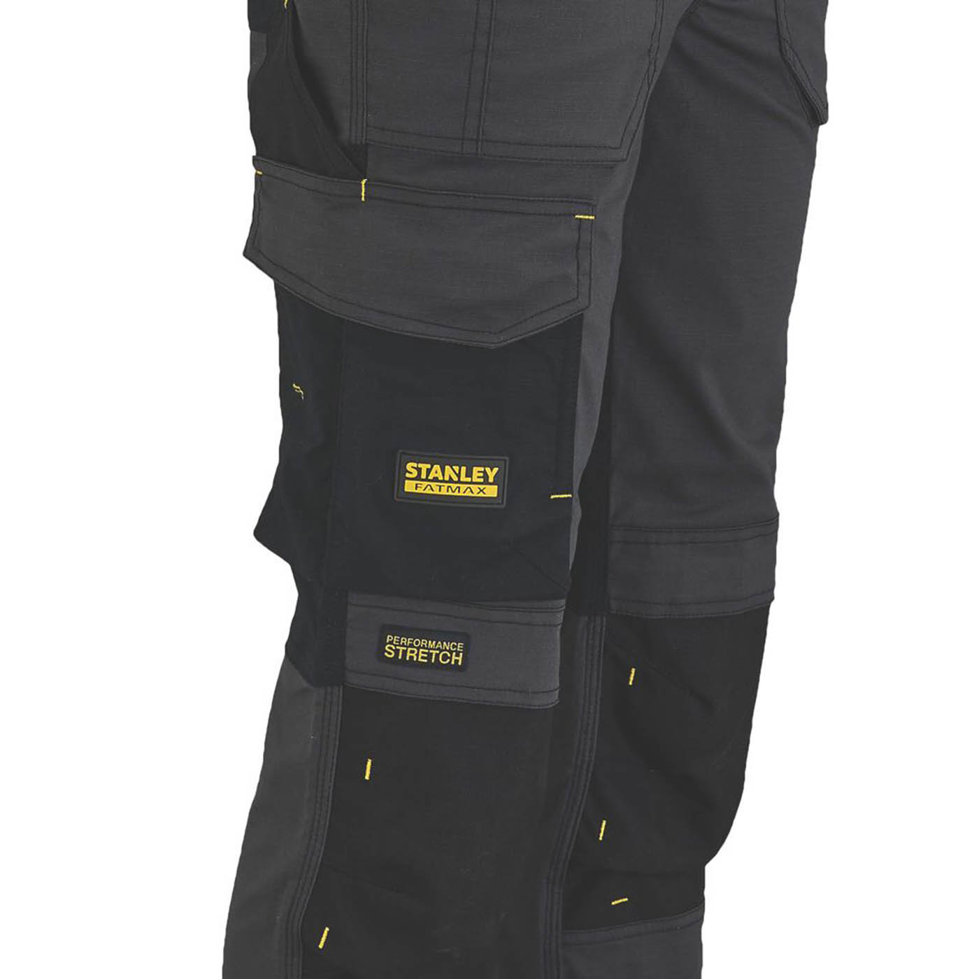 Stanley Work Trouser Mens Slim Fit Grey Black Stretch Multi Pockets 40W 31L - Image 3