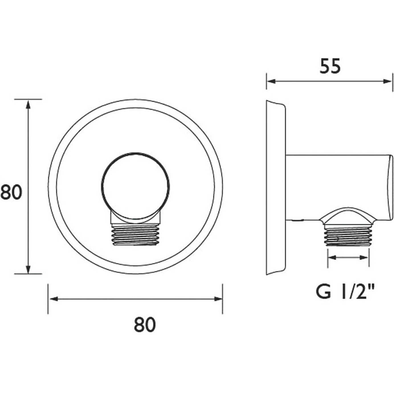 Bristan Contemporary Round Shower Wall Outlet Chrome-Plated 55mm - Image 2